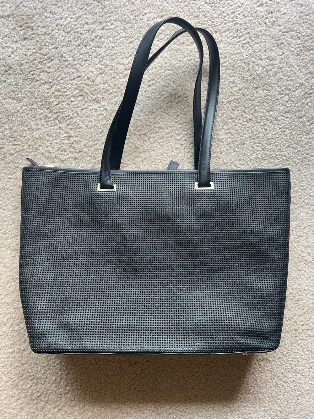 Lo & Sons Seville Black Leather Perforated Tote - Like New
